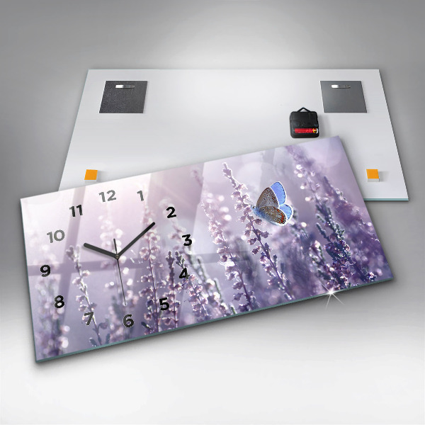 Glass wall clock rectangular Abstraction