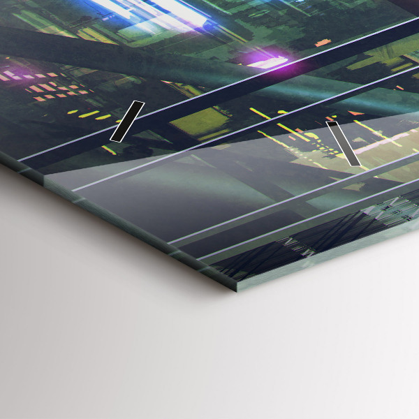 Glass wall clock rectangular Cyberpunk