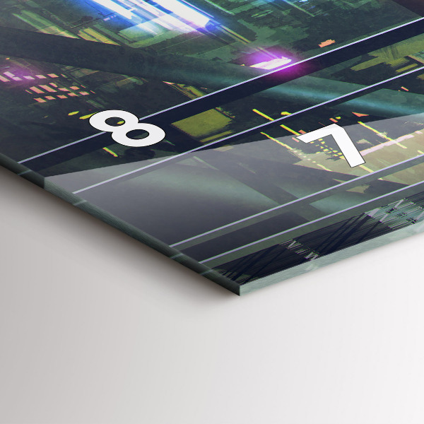 Glass wall clock rectangular Cyberpunk