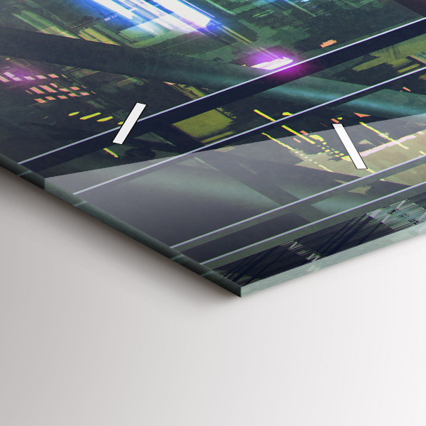 Glass wall clock rectangular Cyberpunk