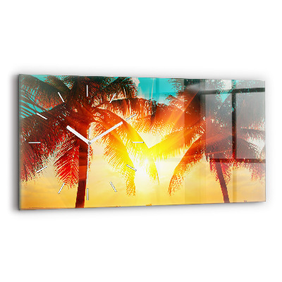 Glass wall clock rectangular Holidays Relaxation Summer