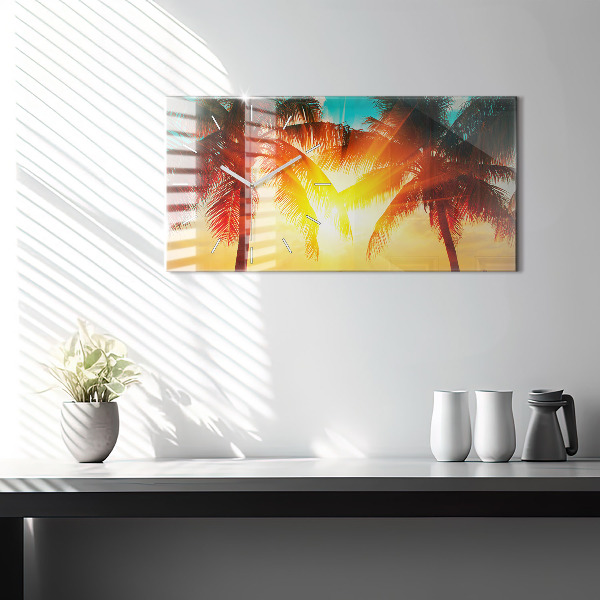 Glass wall clock rectangular Holidays Relaxation Summer