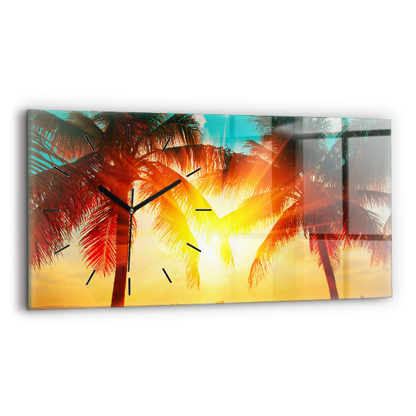 Glass wall clock rectangular Holidays Relaxation Summer