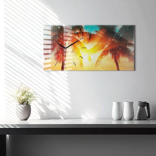 Glass wall clock rectangular Holidays Relaxation Summer