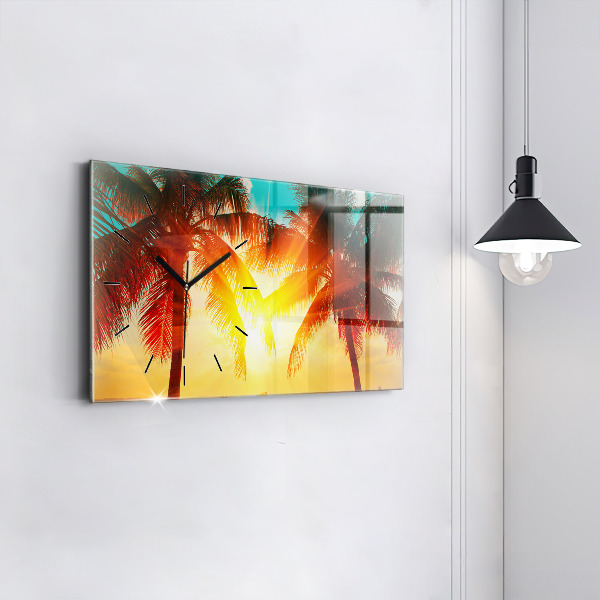 Glass wall clock rectangular Holidays Relaxation Summer
