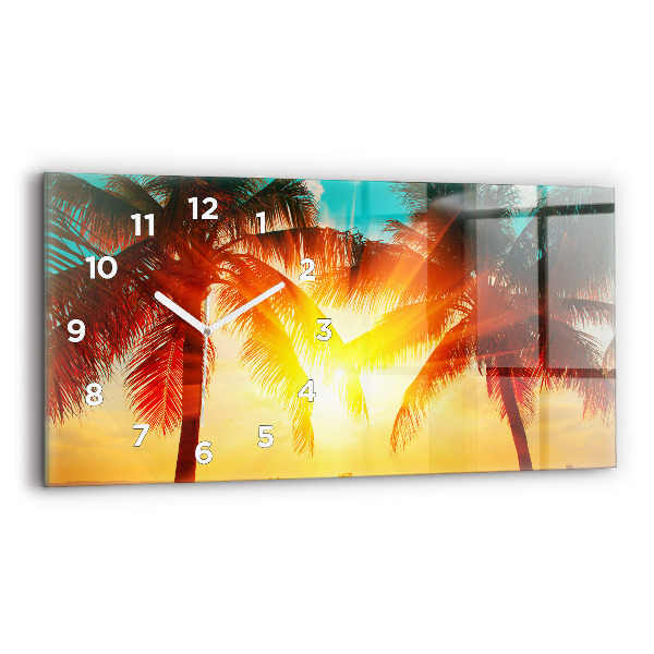 Glass wall clock rectangular Holidays Relaxation Summer