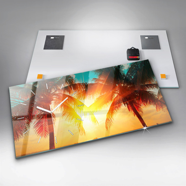 Glass wall clock rectangular Holidays Relaxation Summer