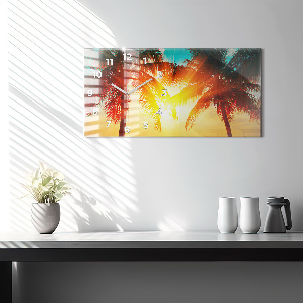 Glass wall clock rectangular Holidays Relaxation Summer
