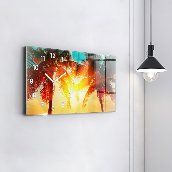 Glass wall clock rectangular Holidays Relaxation Summer