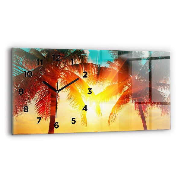 Glass wall clock rectangular Holidays Relaxation Summer