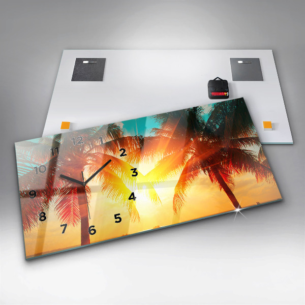 Glass wall clock rectangular Holidays Relaxation Summer