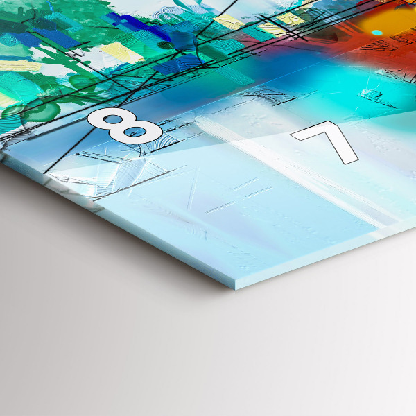 Glass wall clock rectangular Abstract oil landscape