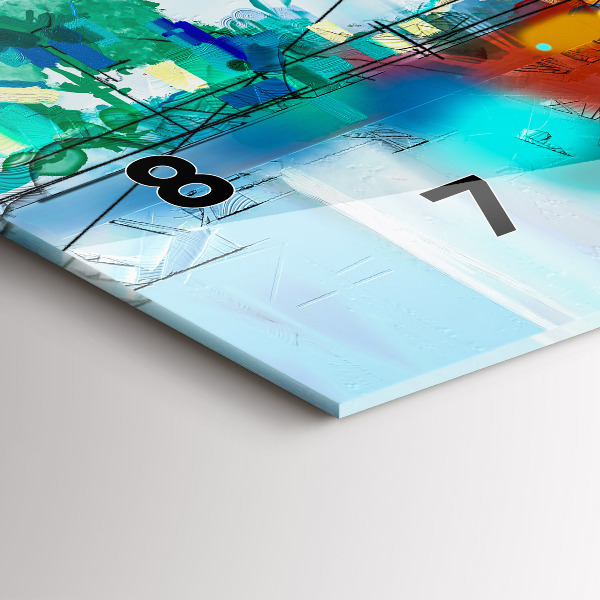 Glass wall clock rectangular Abstract oil landscape