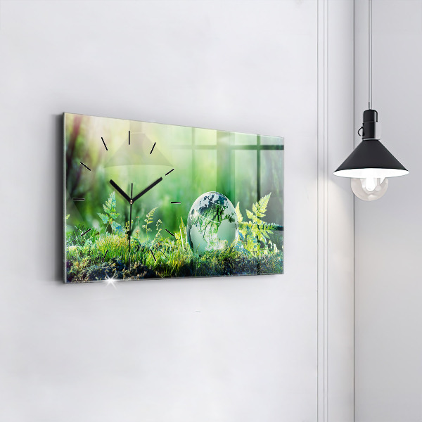 Glass wall clock rectangular Globe