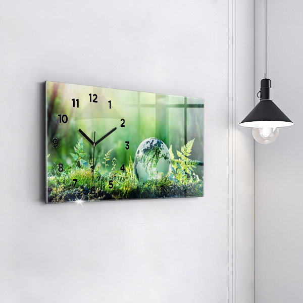 Glass wall clock rectangular Globe