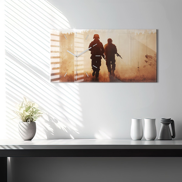 Glass wall clock rectangular United States Marines