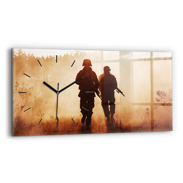 Glass wall clock rectangular United States Marines