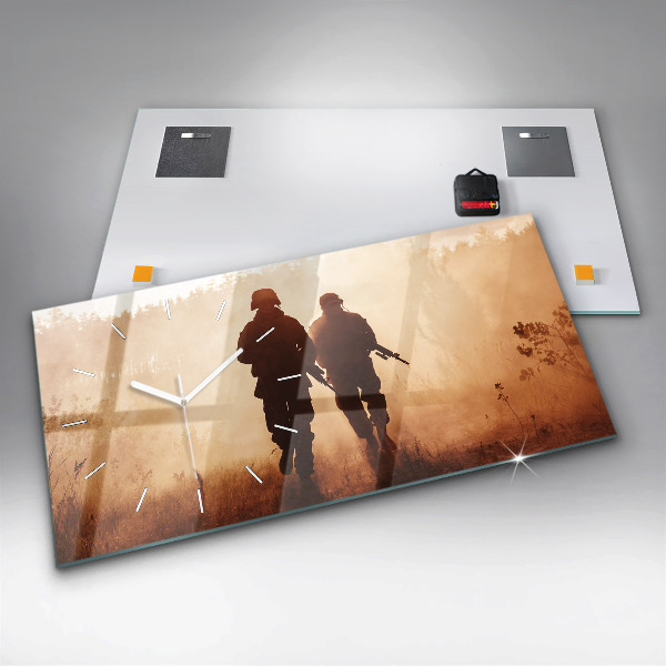 Glass wall clock rectangular United States Marines