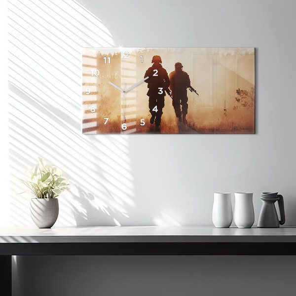 Glass wall clock rectangular United States Marines