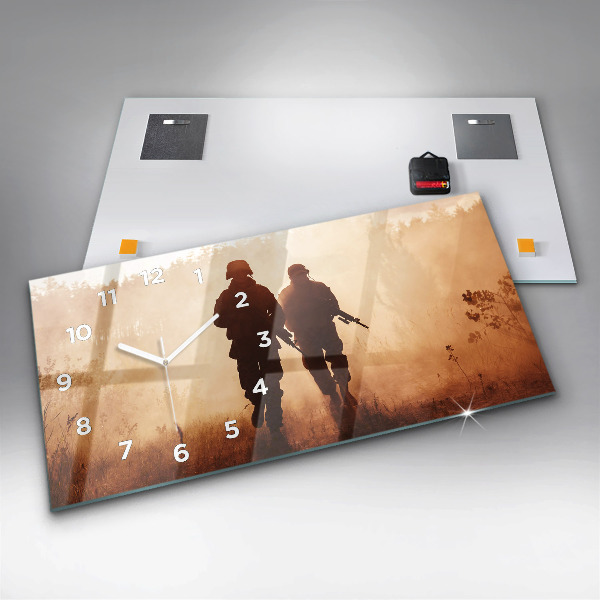 Glass wall clock rectangular United States Marines