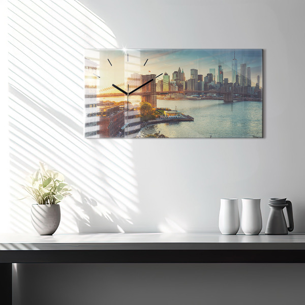 Glass wall clock rectangular New York Manhattan