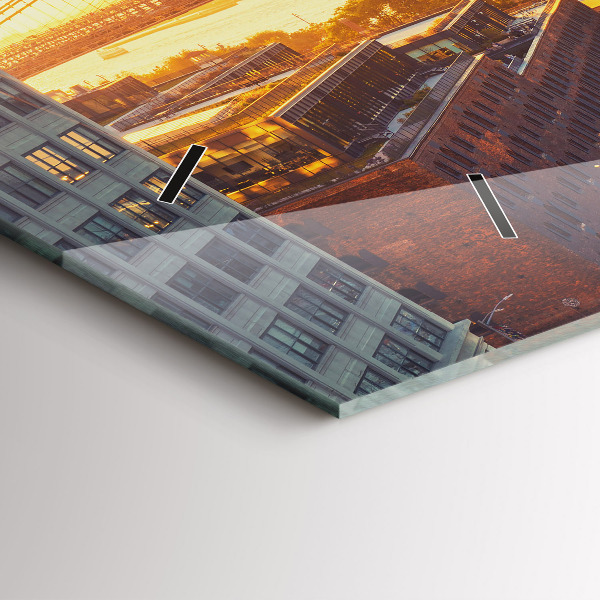 Glass wall clock rectangular New York Manhattan