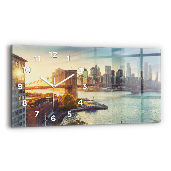 Glass wall clock rectangular New York Manhattan