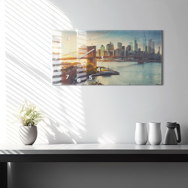 Glass wall clock rectangular New York Manhattan