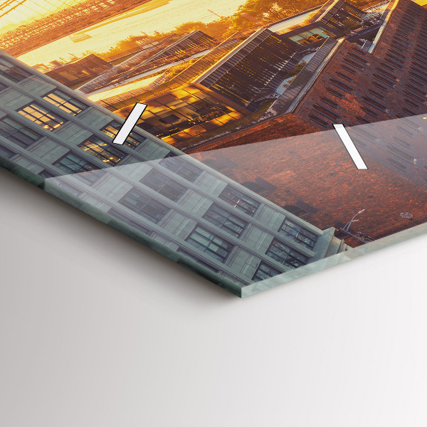 Glass wall clock rectangular New York Manhattan