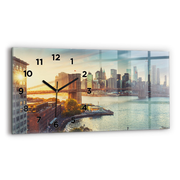 Glass wall clock rectangular New York Manhattan
