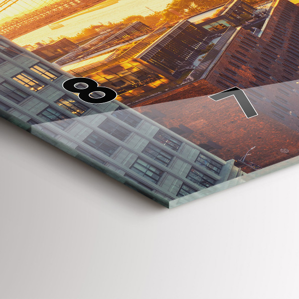 Glass wall clock rectangular New York Manhattan