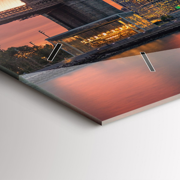 Glass wall clock rectangular New York East River