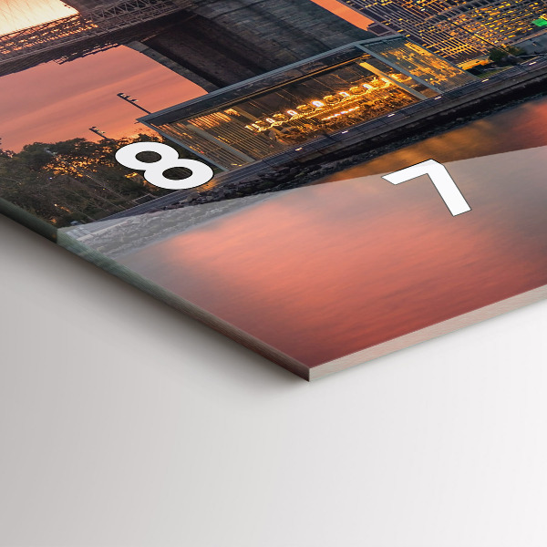 Glass wall clock rectangular New York East River