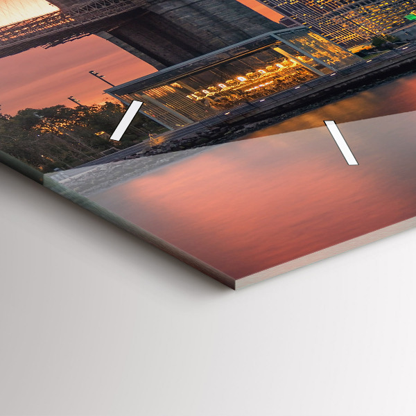 Glass wall clock rectangular New York East River