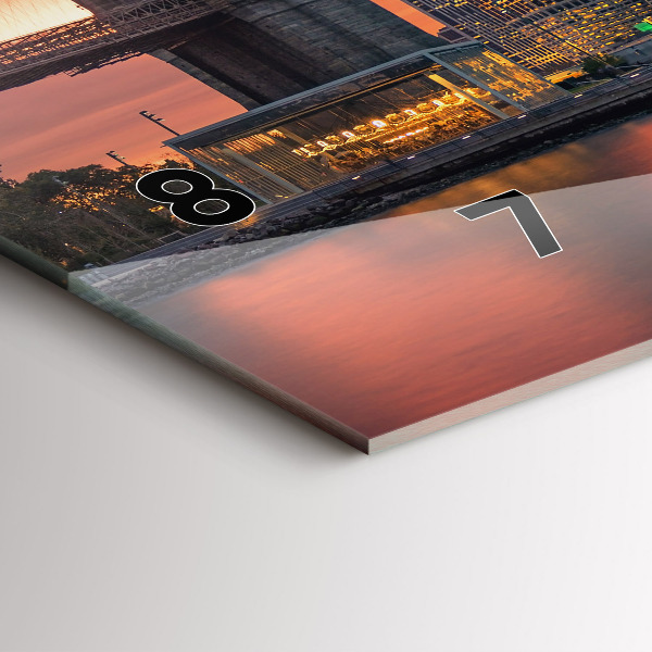 Glass wall clock rectangular New York East River