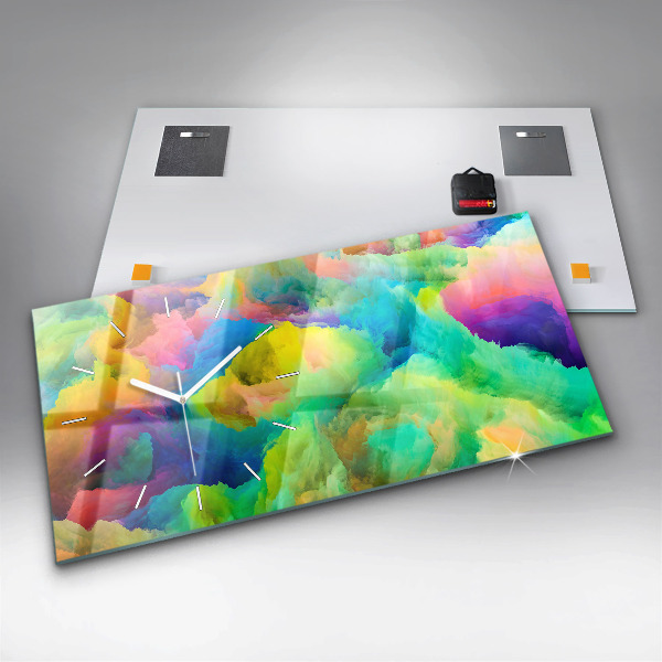 Glass wall clock rectangular Fractal Texture