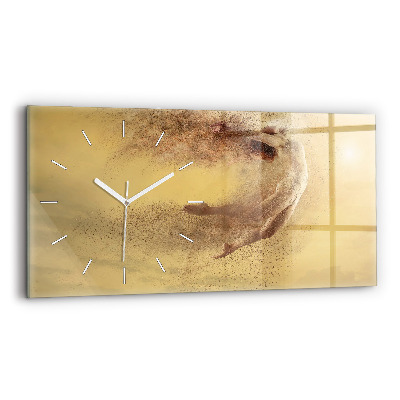 Glass wall clock rectangular Woman in figure