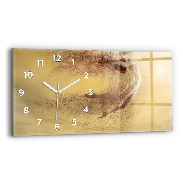 Glass wall clock rectangular Woman in figure