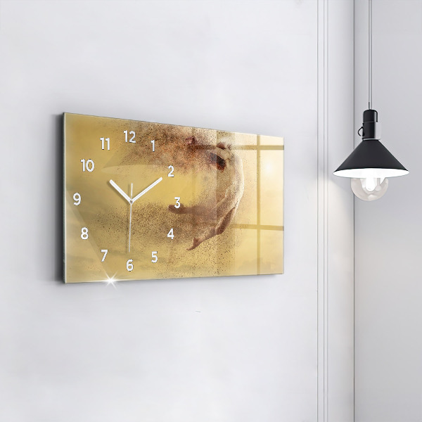 Glass wall clock rectangular Woman in figure