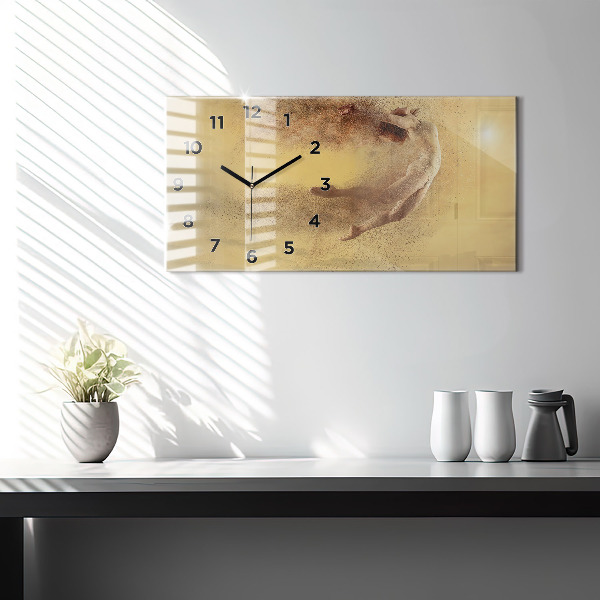 Glass wall clock rectangular Woman in figure