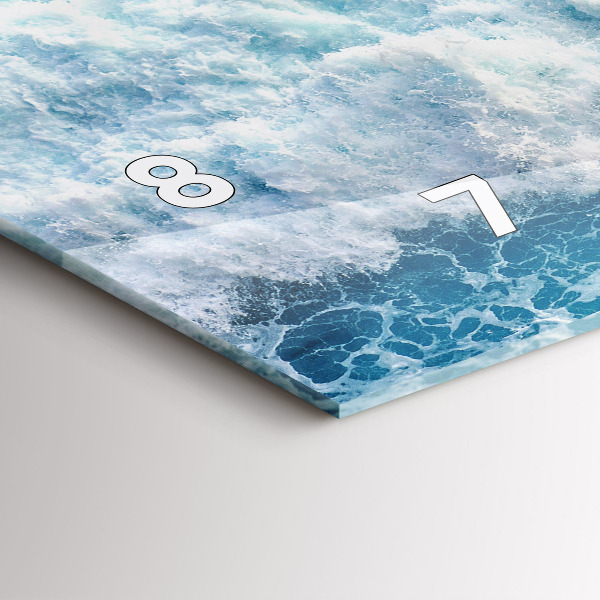 Glass wall clock rectangular Ocean waves