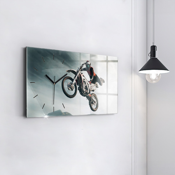 Glass wall clock rectangular Motor Style Adrenaline