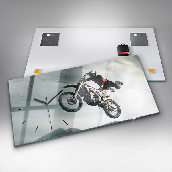 Glass wall clock rectangular Motor Style Adrenaline