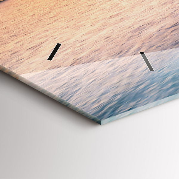 Glass wall clock rectangular Sunset Maldives