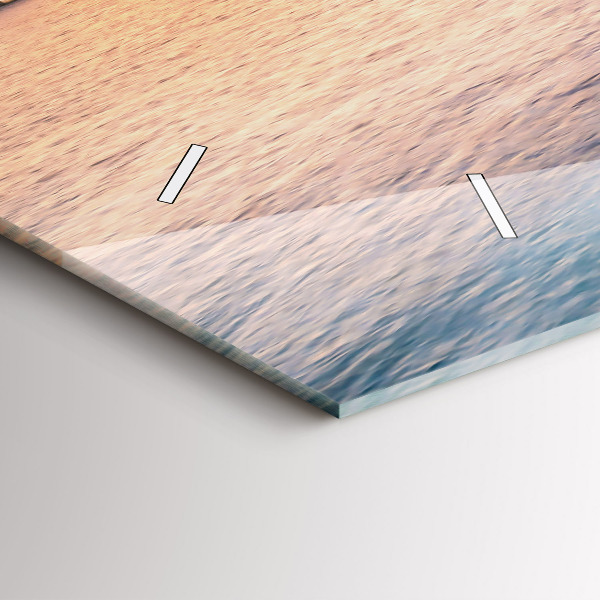 Glass wall clock rectangular Sunset Maldives