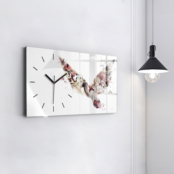 Glass wall clock rectangular Abstract view