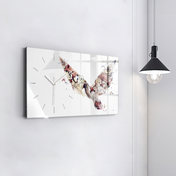 Glass wall clock rectangular Abstract view