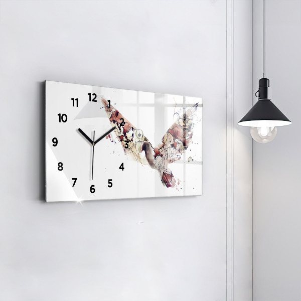 Glass wall clock rectangular Abstract view
