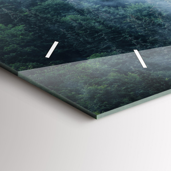 Glass wall clock rectangular Misty Mountain Landscape