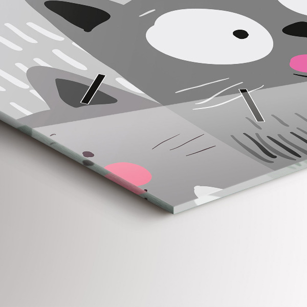 Glass wall clock rectangular Pattern with cats